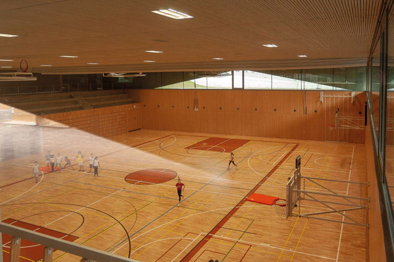 The new underground gymnasium of the Massagno school, made with Drytech White Tank waterproofing