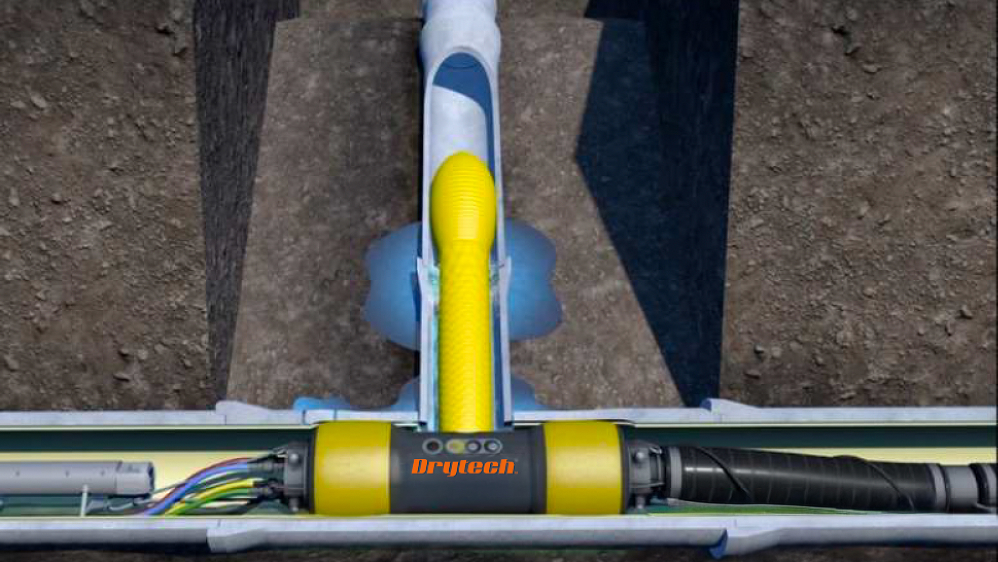 Die pneumatische Dichtung wird aufgeblasen, um den Bereich der Undichtigkeit im seitlichen Anschluss zu isolieren.